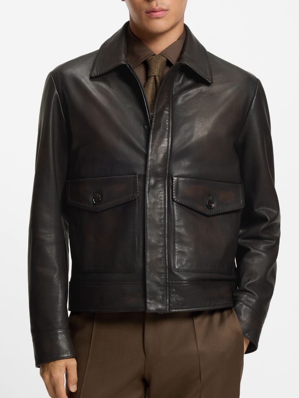 HUGO BOSS LEATHER AVIATOR JACKET